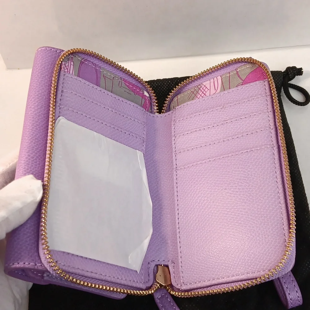 Vera Bradley Lilac Pebble Leather Smartphone Wristlet+Dust Bag Gold -Tone NWOT